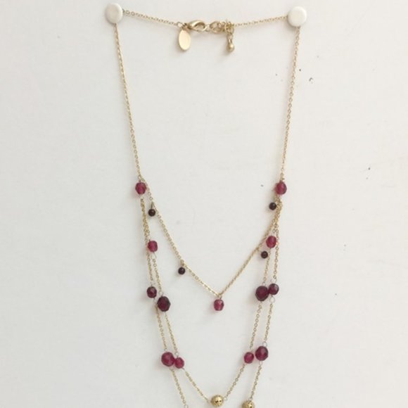 Express Necklace Tiered Layered Beads Gold Tone - Picture 3 of 7
